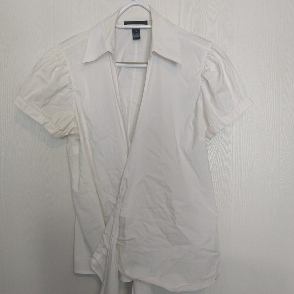 Elegant wrap around white blouse